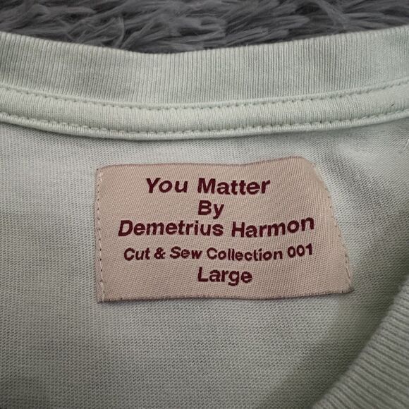 You Matter Adult Shirt Large Green Blue Demetrius Harmon Cut Sew Collection Mens - Picture 6 of 8